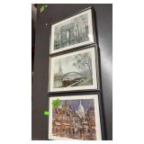 3 SIGNED SMALL FRENCH PRINTS