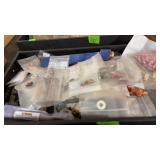 TRAY OF BEADS, CHAINS, NECKLACES, EARRINGS