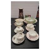 VTG PORCELAIN BOWLS CUPS SAUCERS MUG & VASE