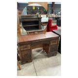 VTG REFINISHED WATERFALL VANITY & MIRROR