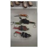 ASSORTED MINI DAMASCUS POCKET KNIVES AND FIXED BLA