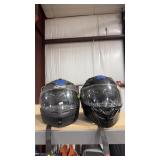 2 MOTORCYCLE HELMETS SZ XS AND M