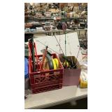 7 ICE FISHING RODS & REELS W/ TIP UPS AND ACCESSOR