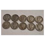 $1 FACE VALUE  MERCURY DIMES 90%