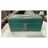 VINTAGE VICTOR METAL TACKLE BOX W/ TACKLE