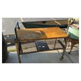 2 TIER METAL FAB TABLE ON WHEELS 2' X 4' X 34' H