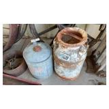 VINTAGE CREAM CAN AND GALVANIZED WATER JUG