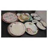 VTG PORCELAIN PLATES RELISH DISHES & TRAYS