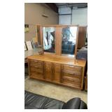 MCM LANE 9 DRAWER DRESSER & MIRROR