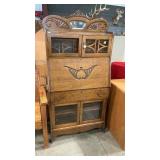 PETITE DROP FRONT ANTQ  SECRETARY W/ KEY