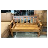 OAK/SLATE ENTRY BENCH W/ UNDER SEAT STORAGE