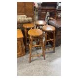 4 - COUNTER HEIGHT OAK STOOLS