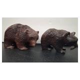 CARVED WOOD BEAR PAIR