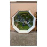 OCTAGONAL STAINED GLASS WINDOW W/ FRAME