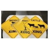3 CATTLE XING SIGNS