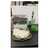 SILVER PLATED & GREEN GLASS ASSORTMENT