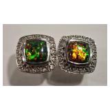 925 BOULDER OPAL & CZ COLOR EARRINGS