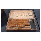 PRINTER/STAMP VTG SET W/ WOOD BOX