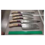 5 PC DAMASCUS KNIFE SET