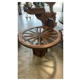 RUSTIC WAGONWHEEL /HOLLOW STUMP ENTRY TABLE