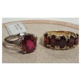 2 - 925 RUBY/GARNET COLOR RINGS