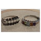 2 - 925 MULTI COLOR & OPAL COLOR GEMSTONE RINGS