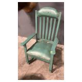 PAINTED OAK LEATHER SEAT ROCKER