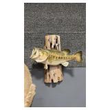 LARGE MOUTH BASS FULL BODY MOUNT ON DECORATIVE WOO