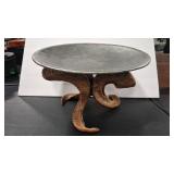 METAL SHEEP HORN CENTERPIECE BOWL