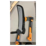 FISKARS MACHETTE W/ SHEATH AND X7 HATCHET