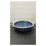BOLESLAWIEC UNIKAT POLAND POTTERY  2 HANDLE BOWL
