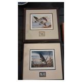 2 - DUCKS UNLIMITED FRAMED PRINTS & STAMPS