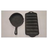 GRISWOLD MINI 0 CAST IRONFRY PAN &CORN BREAD PAN