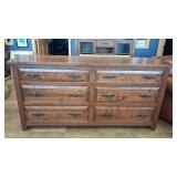 6 DRAWER WOOD DRESSER W/ METAL ACCENTS