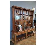 RUSTIC WESTERN STYLE WOOD BOOKCASE/HUTCH 2 PC