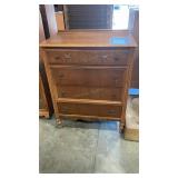 WOOD 'BUILT BY JOHN' VTG CHEST OF DRAWERS W/ BRASS