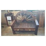 RUSTIC LOG STYLE ENTRY BENCH W/  DRAWERS