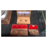 3 SETS - LEWIS & CLARK BRONZE COMM. TOKENS W/ WOOD