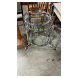 CHROME & GLASS ACCENT TABLE W/ CASTERS