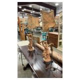 CLASSICAL TERRA COTTA ACCENT LAMPS W/ HALF SHADES