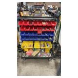 DOUBLE SIDED ORGANIZER ON WHEELS W/ BINS AND HARDW