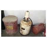 INDUSTRIAL WASTE BIN, AIR POWERED OIL PUMP, AND AI