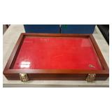 WOOD & GLASS DISPLAY CASE W/ KEY