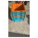 6 PLASTIC STORAGE TOTES W/ LIDS