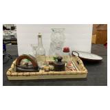 KITCHEN WARE VTG ASSORTMENT & CRYSTAL CANDLE