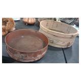 BENTWOOD ANTQ GRAIN SIEVE & STEEL DRUM SIEVE
