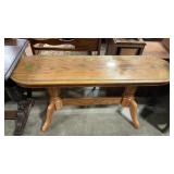 OAK ENTRY TABLY W/ GLASS TOP