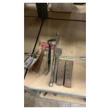 2 SLEDGE WEDGES, TIRE IRON AND HTACHET