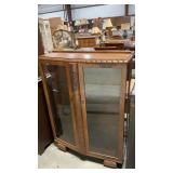 DOUBLE DOOR GLASS FRONT CURIO CABINET W/ KEY