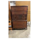MAHOGANY VTG HIGHBOY BRASS ACCENTS & CARVED DETAIL
